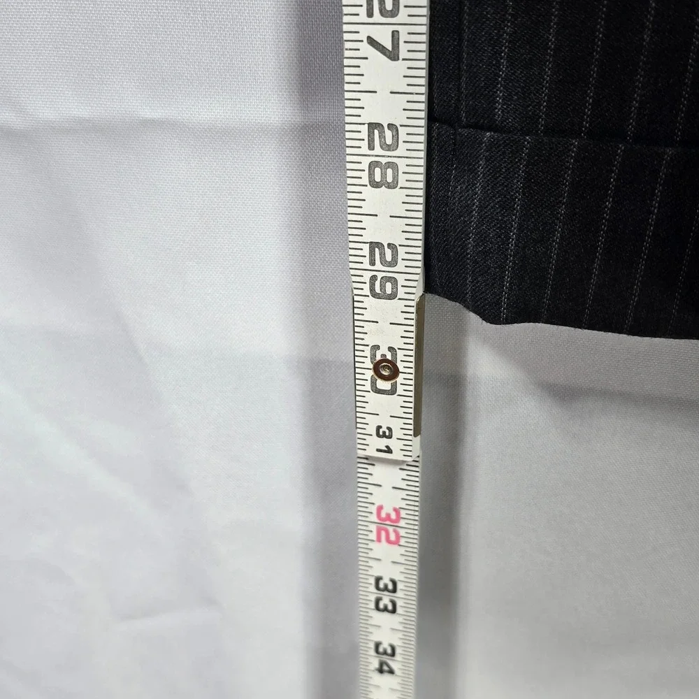 J. Ferrar Wool Pinstripe‎ Suit Set Blazer & Trousers Dark Gray Men's 48R, 37x29